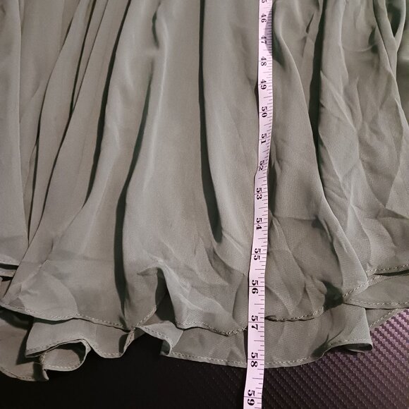 NEW After Six Puff Sleeve Chiffon Maxi Dress w/ Front Slit, Vineyard Green, 14 - Picture 15 of 15